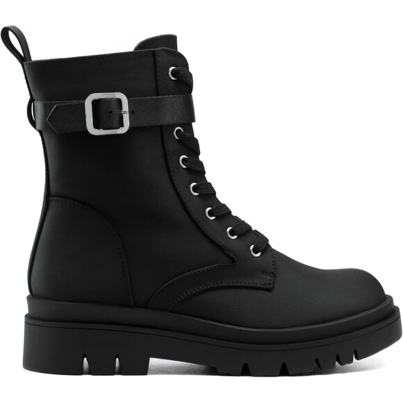 Women's Combat Platform Boots Nylon Splash-Resistant Ankle Shoes Size 7 - Picture 2 of 6